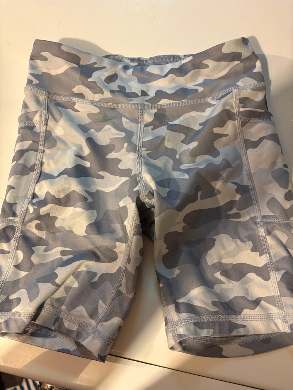 90 Degree By Reflex Gray & Blue Camo Kids Bike Shorts